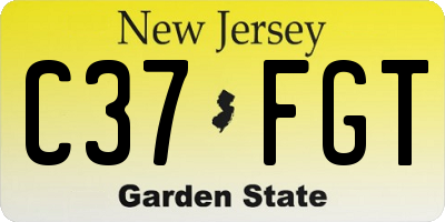 NJ license plate C37FGT