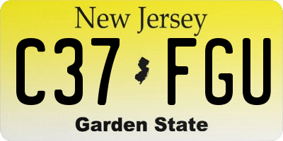 NJ license plate C37FGU