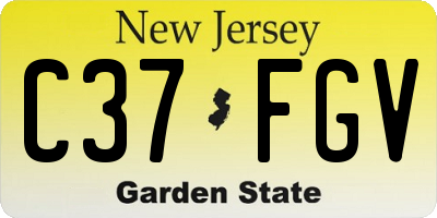 NJ license plate C37FGV