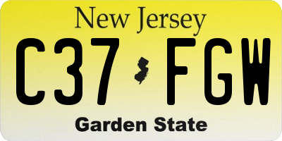 NJ license plate C37FGW