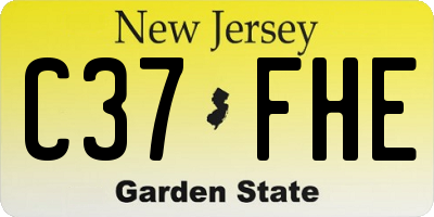 NJ license plate C37FHE
