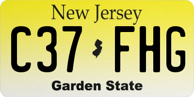 NJ license plate C37FHG