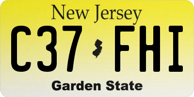 NJ license plate C37FHI