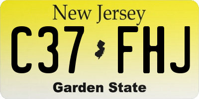 NJ license plate C37FHJ
