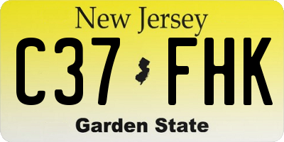 NJ license plate C37FHK