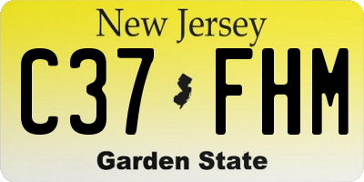 NJ license plate C37FHM
