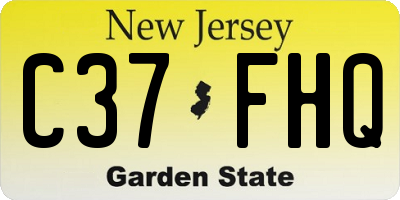 NJ license plate C37FHQ