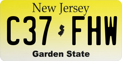 NJ license plate C37FHW