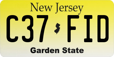 NJ license plate C37FID