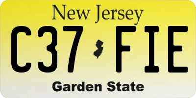 NJ license plate C37FIE