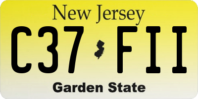 NJ license plate C37FII