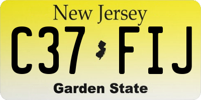 NJ license plate C37FIJ
