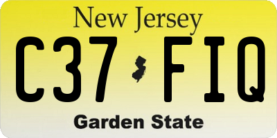 NJ license plate C37FIQ