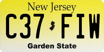 NJ license plate C37FIW