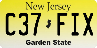 NJ license plate C37FIX