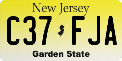 NJ license plate C37FJA