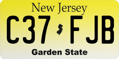 NJ license plate C37FJB