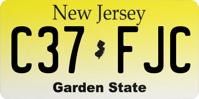 NJ license plate C37FJC