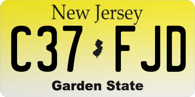 NJ license plate C37FJD