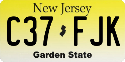NJ license plate C37FJK