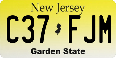 NJ license plate C37FJM