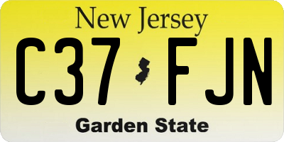 NJ license plate C37FJN