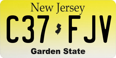 NJ license plate C37FJV