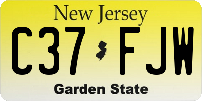 NJ license plate C37FJW
