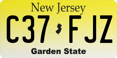 NJ license plate C37FJZ