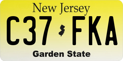NJ license plate C37FKA