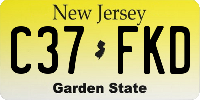 NJ license plate C37FKD