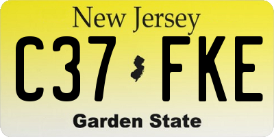 NJ license plate C37FKE