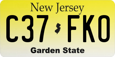 NJ license plate C37FKO