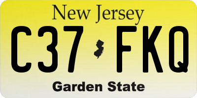 NJ license plate C37FKQ