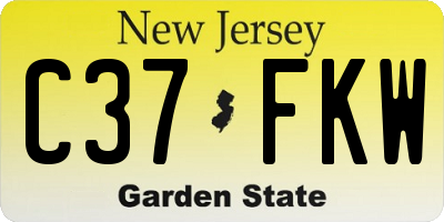 NJ license plate C37FKW