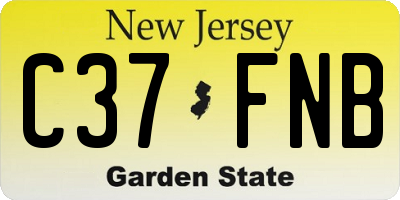 NJ license plate C37FNB