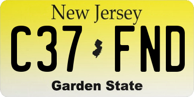 NJ license plate C37FND