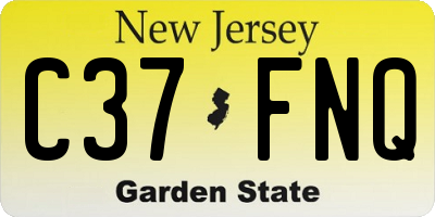 NJ license plate C37FNQ