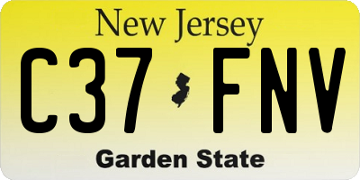 NJ license plate C37FNV