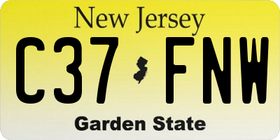 NJ license plate C37FNW