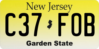 NJ license plate C37FOB