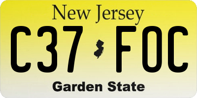 NJ license plate C37FOC