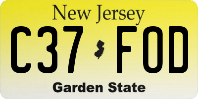 NJ license plate C37FOD