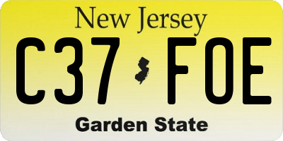 NJ license plate C37FOE