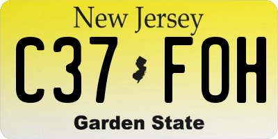 NJ license plate C37FOH