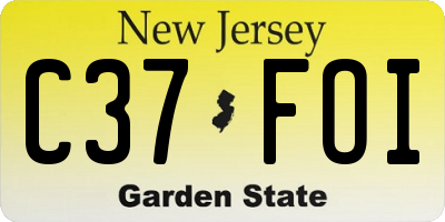 NJ license plate C37FOI