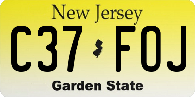 NJ license plate C37FOJ