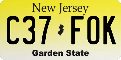 NJ license plate C37FOK