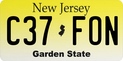 NJ license plate C37FON