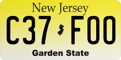 NJ license plate C37FOO